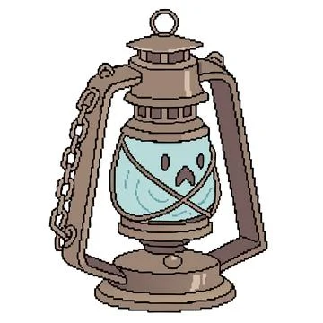 Haunted Lantern of the Lost 8 Bit Pixel Art Stock Illustration