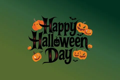 Haunted Marsh Dark Gradient with Happy Halloween Design Stock Illustration