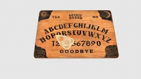 Haunted Ouija Board Moving Planchette Spelling Help Me, Animation Stock Footage 346104623