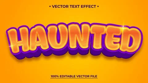 Haunted text, Halloween style editable text effect on orange textured backg.. Stock Illustration