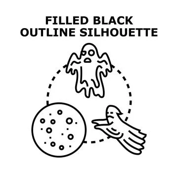 Haunting ghost spirits flying with full moon cookie Stock Illustration