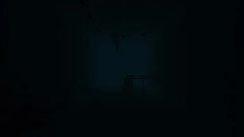 Haunting hallway with disarrayed items in mental ward, flickering dim light.. Stock Footage 252065095