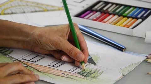 Hause planing from architect Stock Footage 90633806