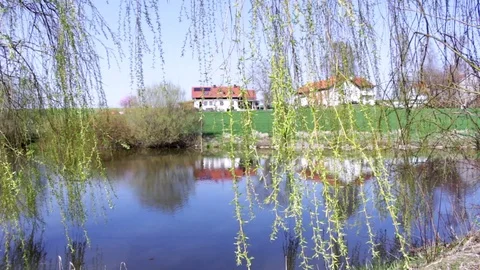 Häuser am Teich Stock Footage