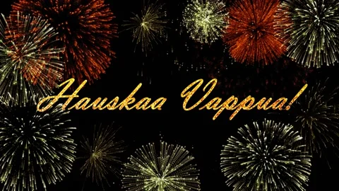Hauskaa Vappua golden text animation Stock Footage