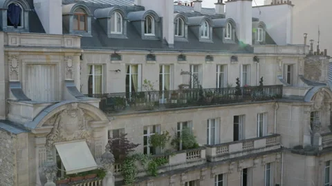 Haussmann apartment building facade represents Paris residential real estate Stock Footage 337295813