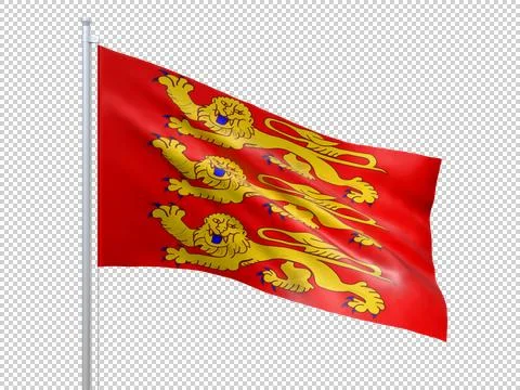 Haute-Normandie (Region of France) flag waving on white background, close  up, ~ Clip Art #137013031