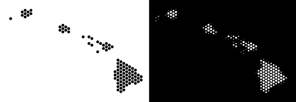 Havaii Islands Map Hexagonal Scheme 库存插图