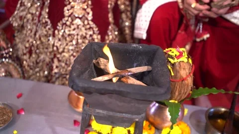 Havan kund in Hindu Marriage Ritual, Ind... | Stock Video | Pond5