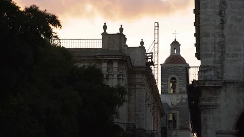 Havana Bell Tower at Cuba during dusk Stock Footage 77454352