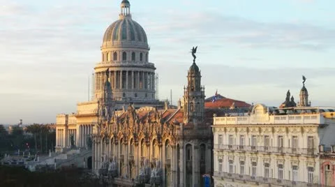 Havana Colonial Buildings Morning Sunrise Time Lapse Stock Footage