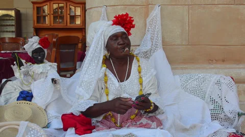 Havana, Cuba, an altar of the main Cuban Santeria religion Stock