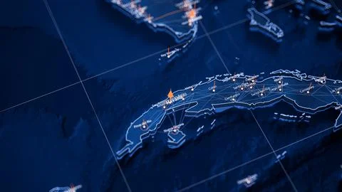 Havana map big data visualization. Futuristic map infographic of city in Cuba Stock Illustration