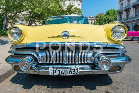 HAVANA,CUBA - APRIL 3, 2015 : Colorful vintage american car , a symbol of Old Stock Photos
