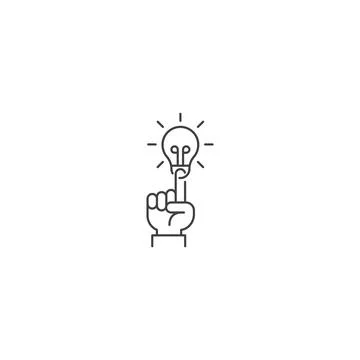 Have a creative idea concept, business, hand pointing up lightbulb. Vector .. Illustrazione stock