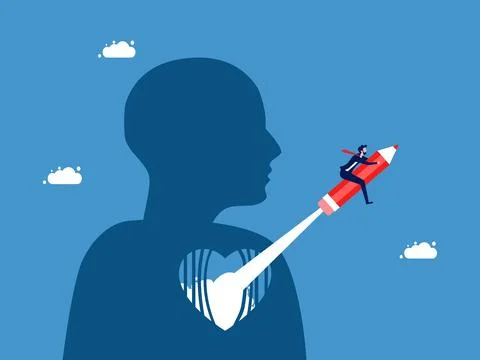 Have a creative mind or idea and develop it out of the box. Businessman flies Stock Illustration