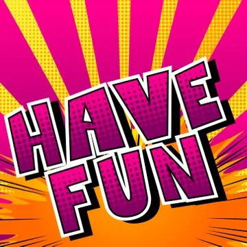 Have Fun - Comic book style word on abstract background. Illustrazione stock