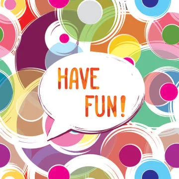 Have fun lettering Speech bubble. Funny sign. Party invitation. Stock-Illustration