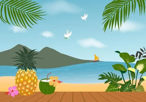 Have a good time with summertime concept on beach background Stock Illustration
