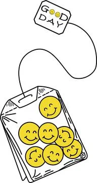 Have a nice day tea bag with smileys Stock Illustration