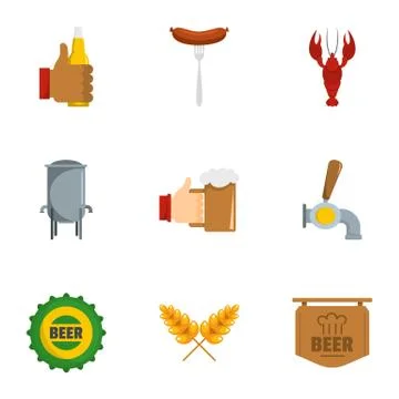 Have a snack icons set, flat style Illustrazione stock