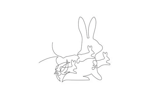Have Yourself a Very Happy Easter. Easter Bunny illustration continuous line  Stock Illustration