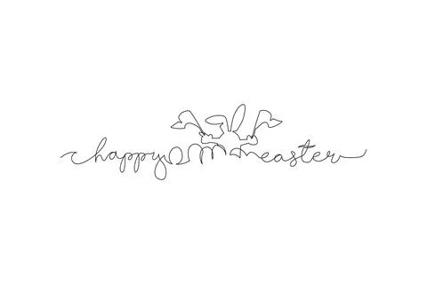 Have Yourself a Very Happy Easter. Easter Bunny illustration continuous line  Stock Illustration