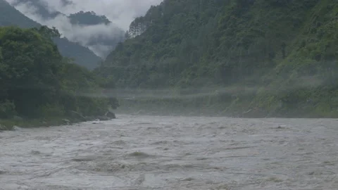 Havey River flowing between the mountains Stock Footage 201839928