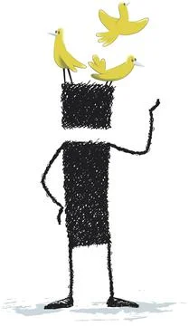 Having birds in the head Stock Illustration