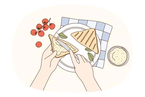 Having breakfast and meal concept. Illustrazione stock
