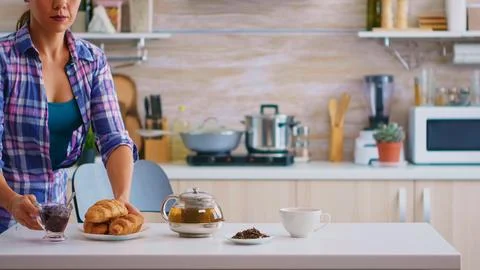 Having breakfast with tea Stock Photos
