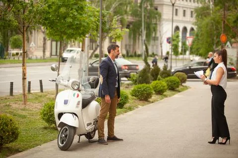 Having a conversation with a distance Stock Photos