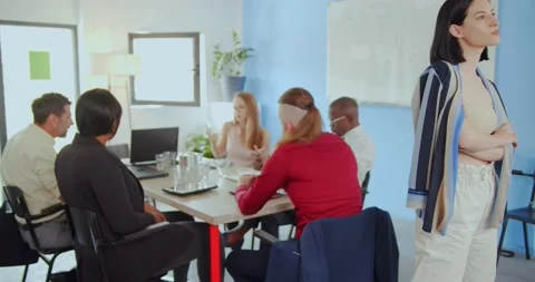 Having a conversation while their boss is standing in front of them Stock Footage 160603588
