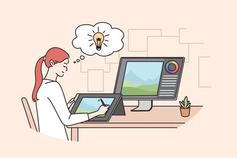 Having creative work idea concept. Illustrazione stock