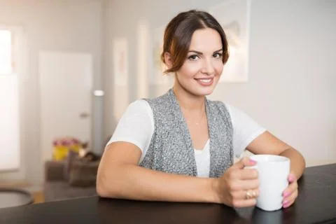 Having cup of hot tea Stock Photos