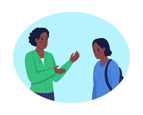 Having difficult conversation with kid 2D vector isolated illustration Stock Illustration