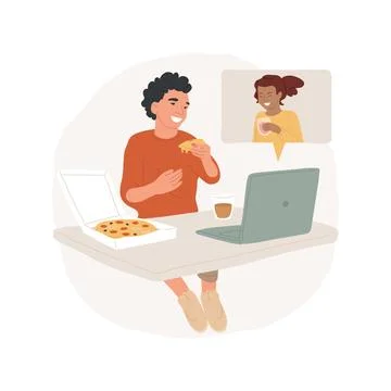 Having dinner isolated cartoon vector illustration. 스톡 일러스트