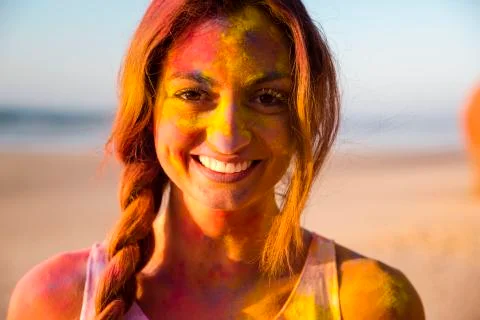 Having fun with colored powder Stock Photos