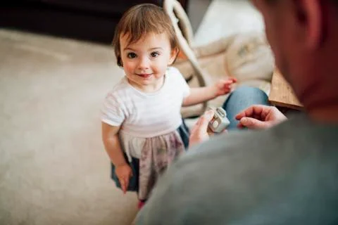 Having fun with Dad at Home 스톡 사진
