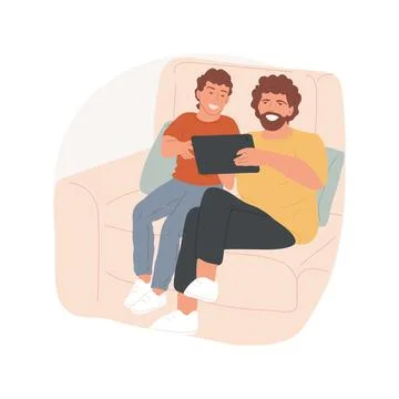 Having fun with dad isolated cartoon vector illustration. Stock Illustration