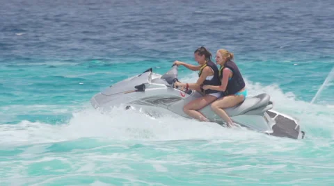Having Fun On Jet Ski Stock Footage 48908313