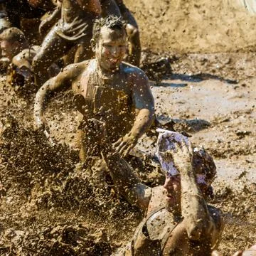 Having fun in the mud Foto stock