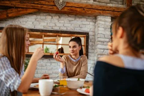 Having fun over breakfast Stock Photos