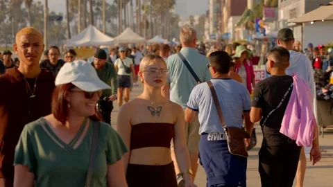 Having fun at Venice Beach Oceanfront - LOS ANGELES, UNITED STATES - NOVEMBER 5 Stock Footage 255981873