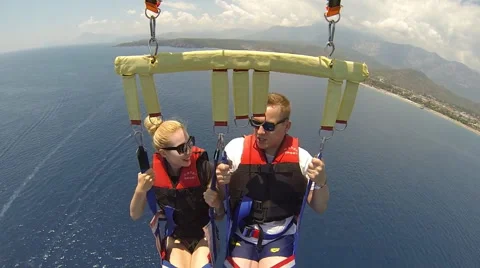 Having fun with water parachute Stock Footage 68937455