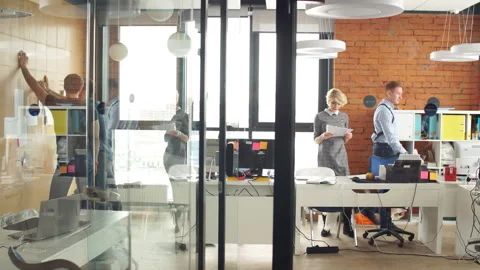 Having a good time among diverse collegues in the startup business office. Stock Footage 109549040