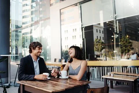 Having a good time over coffee Foto stock