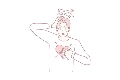 Having heart attack and panic concept. Stock Illustration