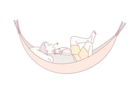 Having rest and enjoying vacations concept. 스톡 일러스트