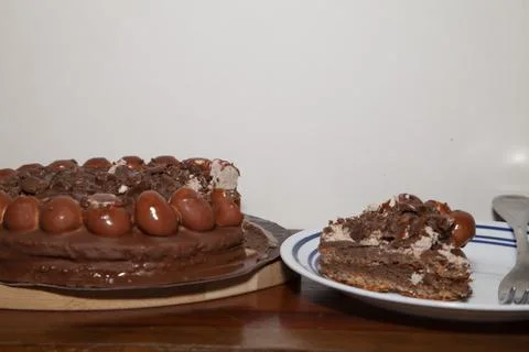 Having a Slice of Chocolate Cake Stock Photos